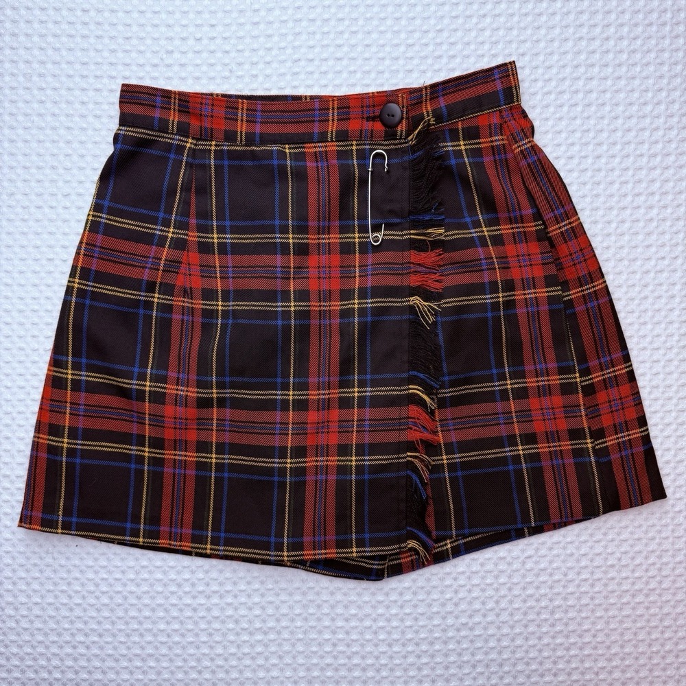Vintage Niki Lee California SKORT Women's 5 Red Plaid Wrap Pleated Academia 90s
